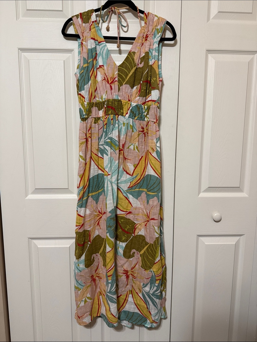blue island Floral Maxi Jumpsuit in Pink, Green & Blue